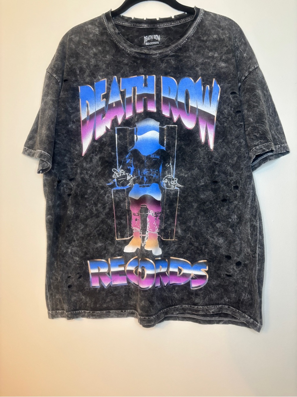 Death Row Records Black Acid-Wash Logo Tee